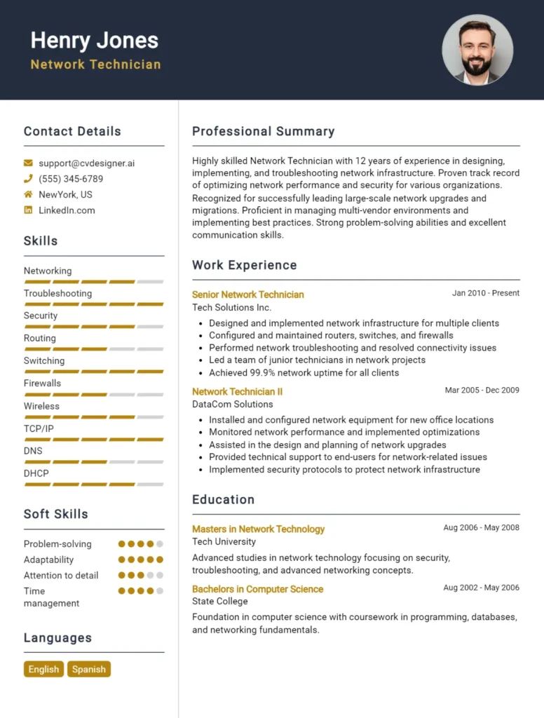 Network Technician CV Example