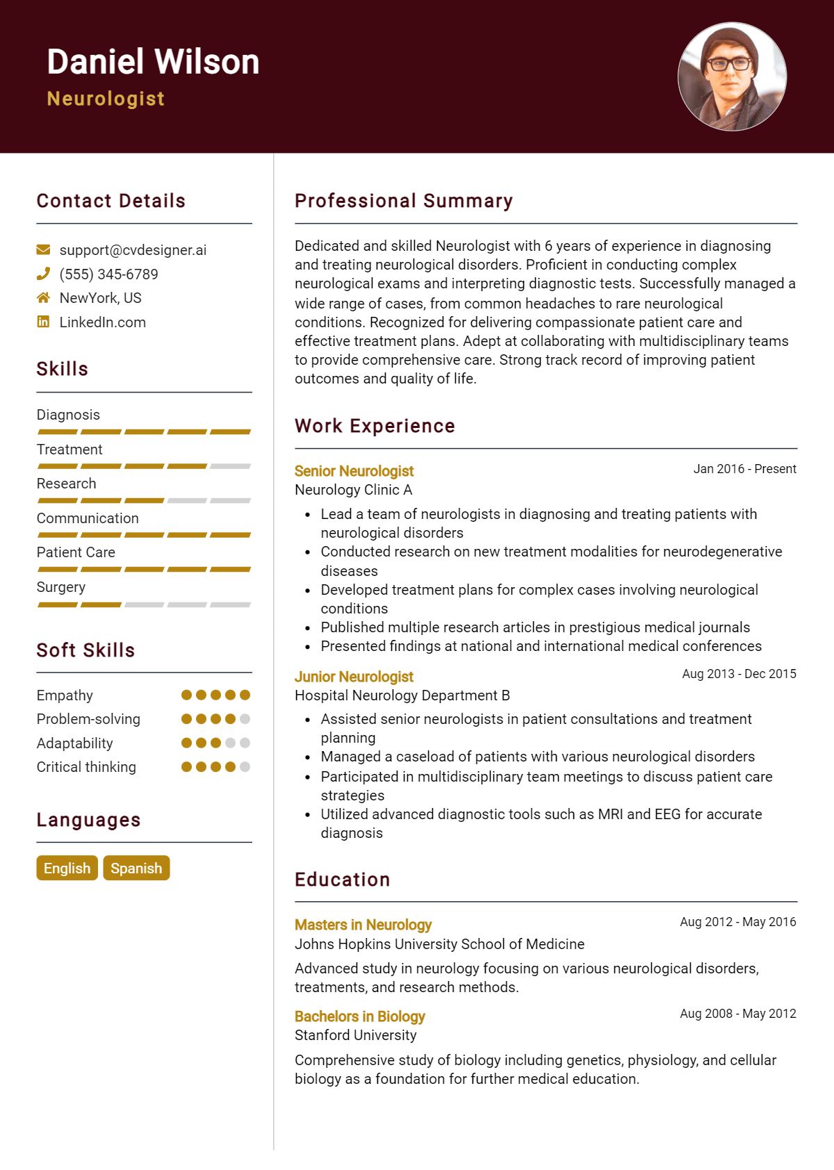 Neurologist Resume Example