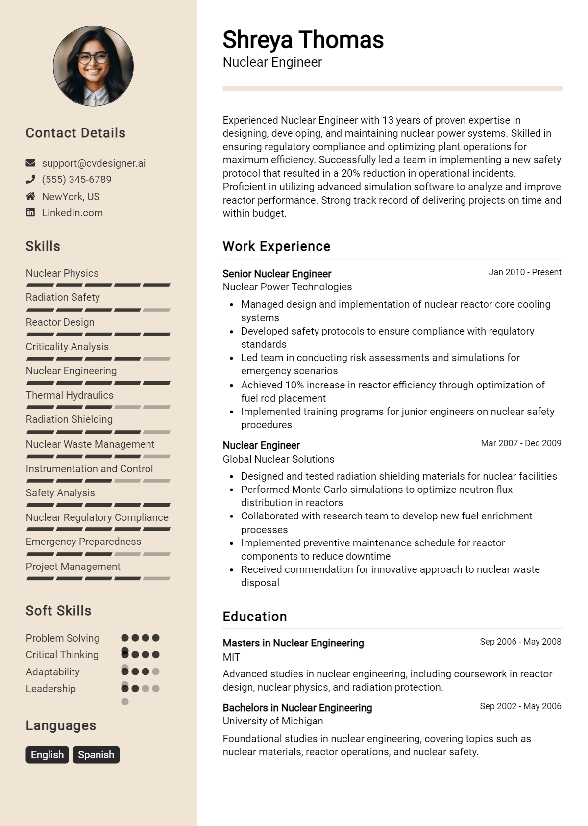 Nuclear Engineer Resume Example