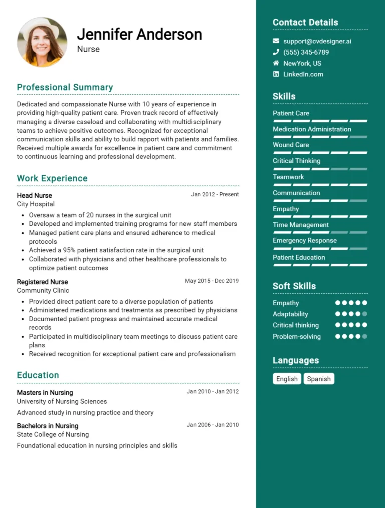 24 Nurse CV Examples And Templates For 2025 (Free Downloads)
