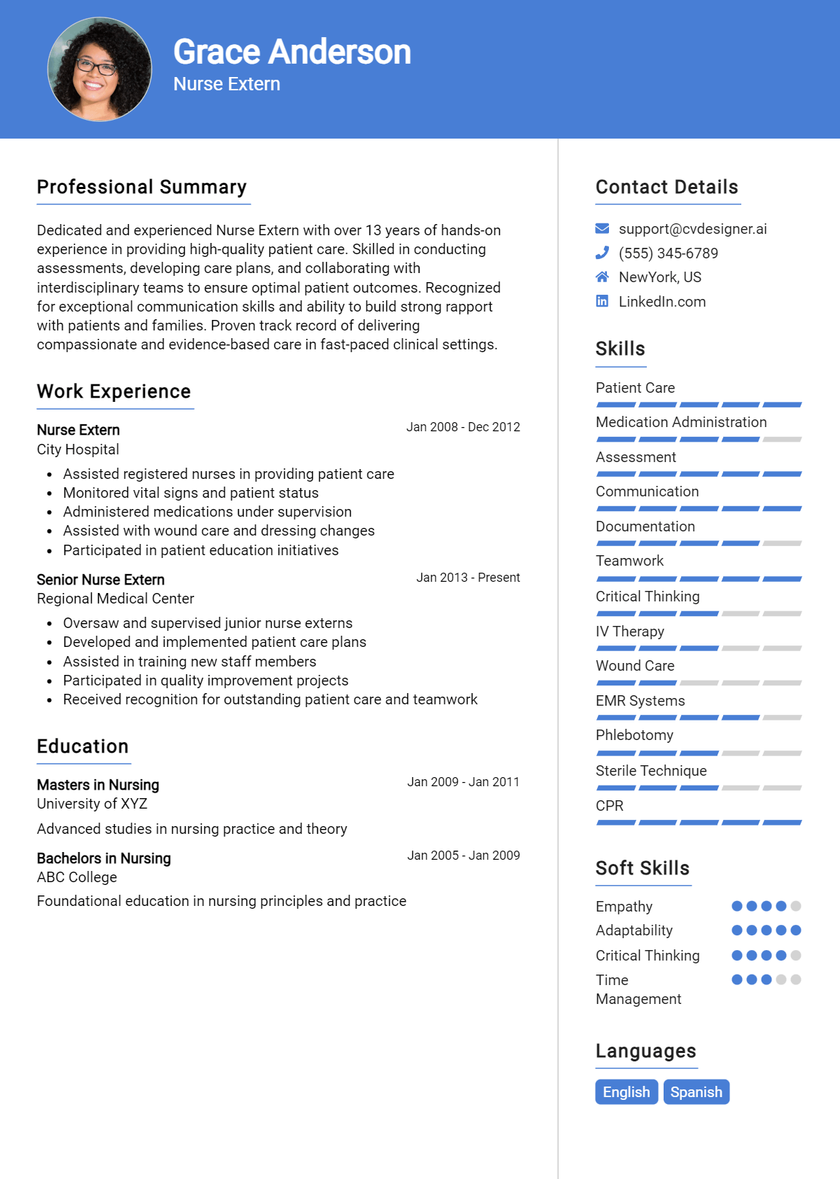 Nurse Extern Resume Example