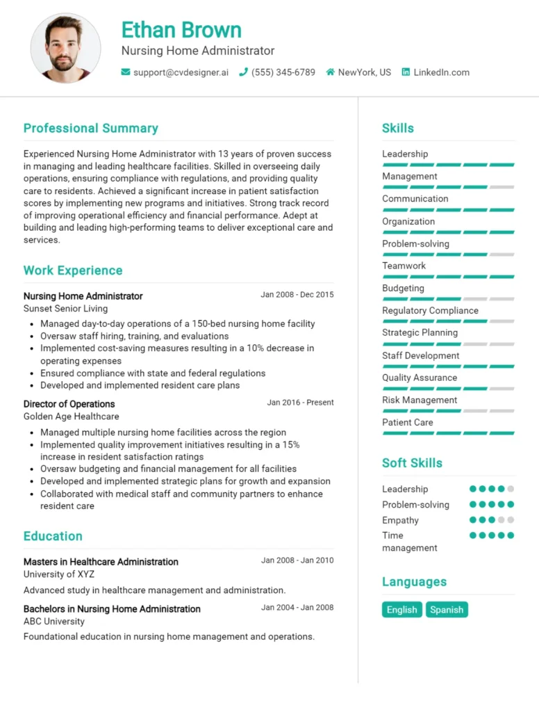 Nursing Home Administrator CV Example