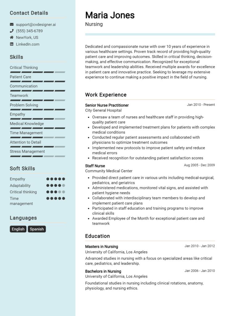 Nursing Resume Example