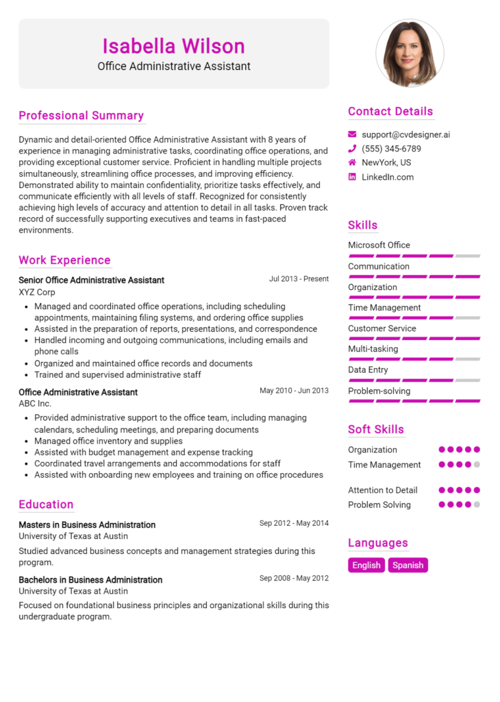 14 Administrative Office Assistant Resume Examples for 2024: Top CV ...