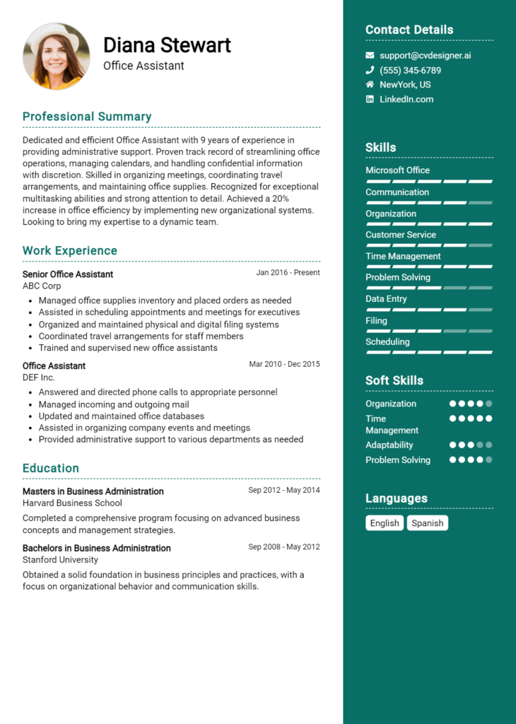 Office Assistant Resume Example