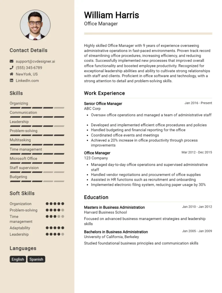 14 Office Manager CV Examples And Templates For 2025