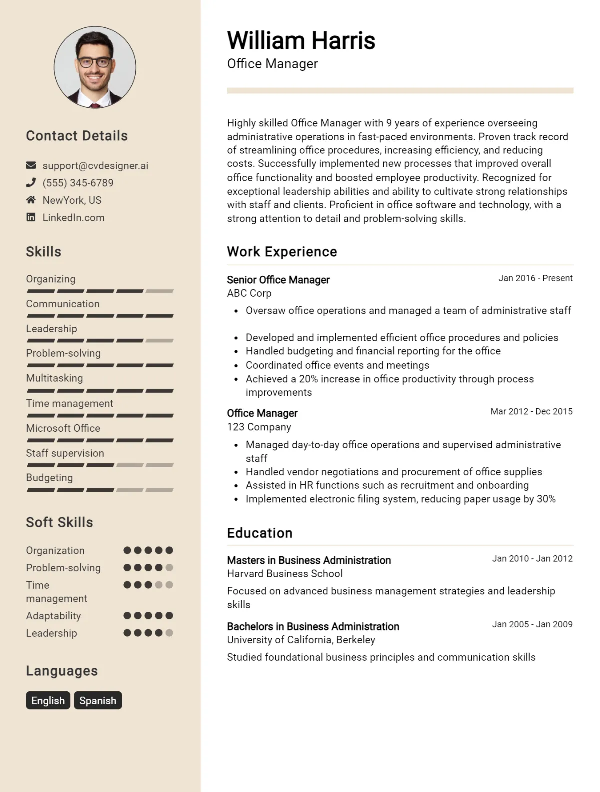Office Manager CV Example