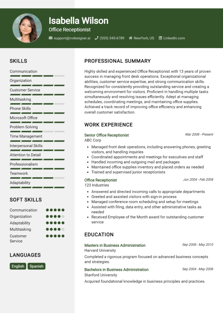 7 Corporate Receptionist Resume Examples for 2024: Strategies ...