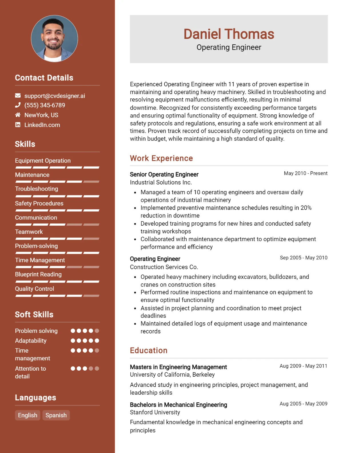 Operating Engineer CV Example