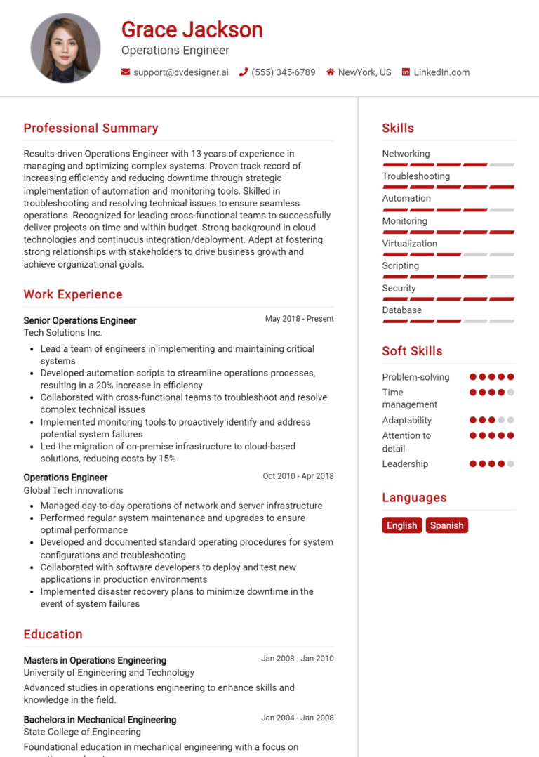 16 Operations Engineer Resume Examples for 2025: Free Downloadable Templates