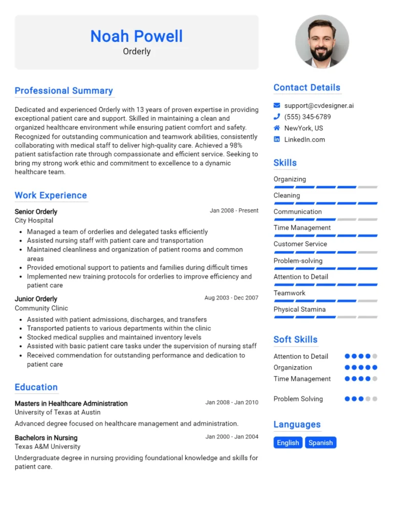 Orderly CV Example For 2025: Examples & Free Templates