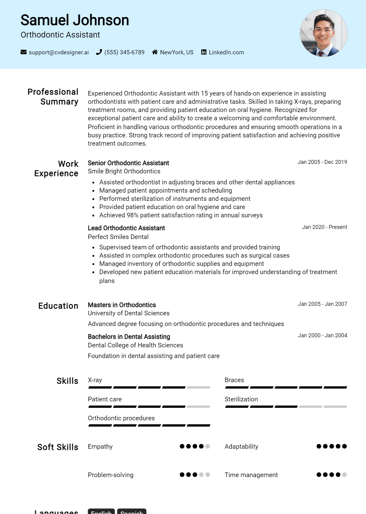 Orthodontic Assistant Resume Example