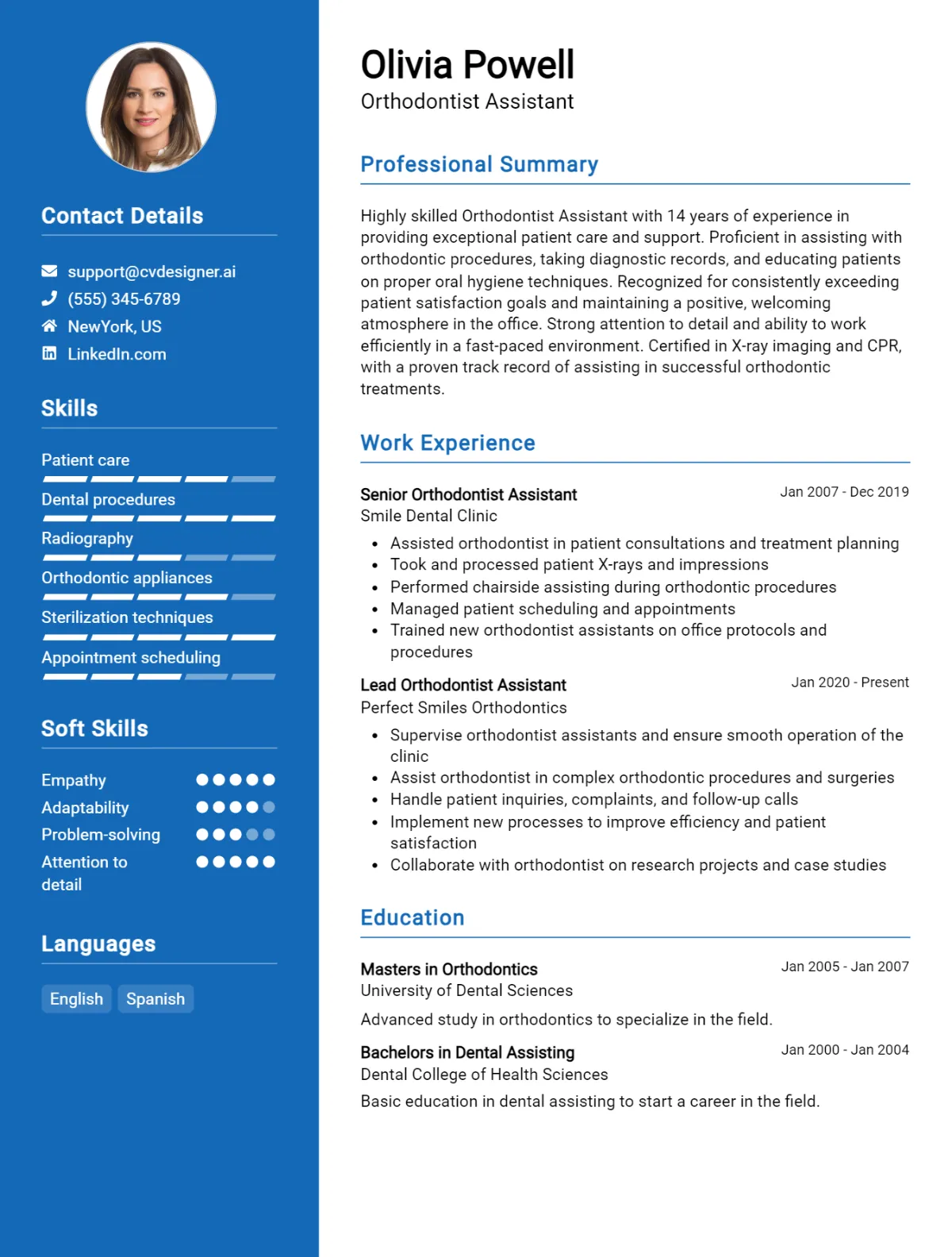 Orthodontist Assistant CV Example