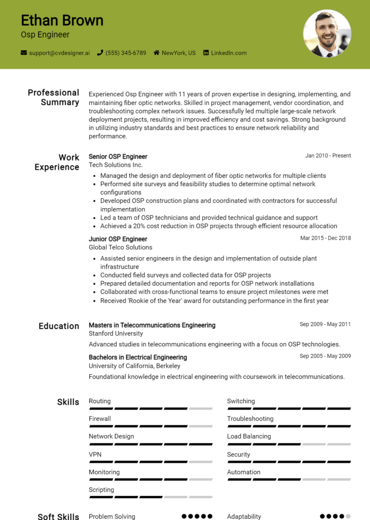 Osp Engineer Resume Example