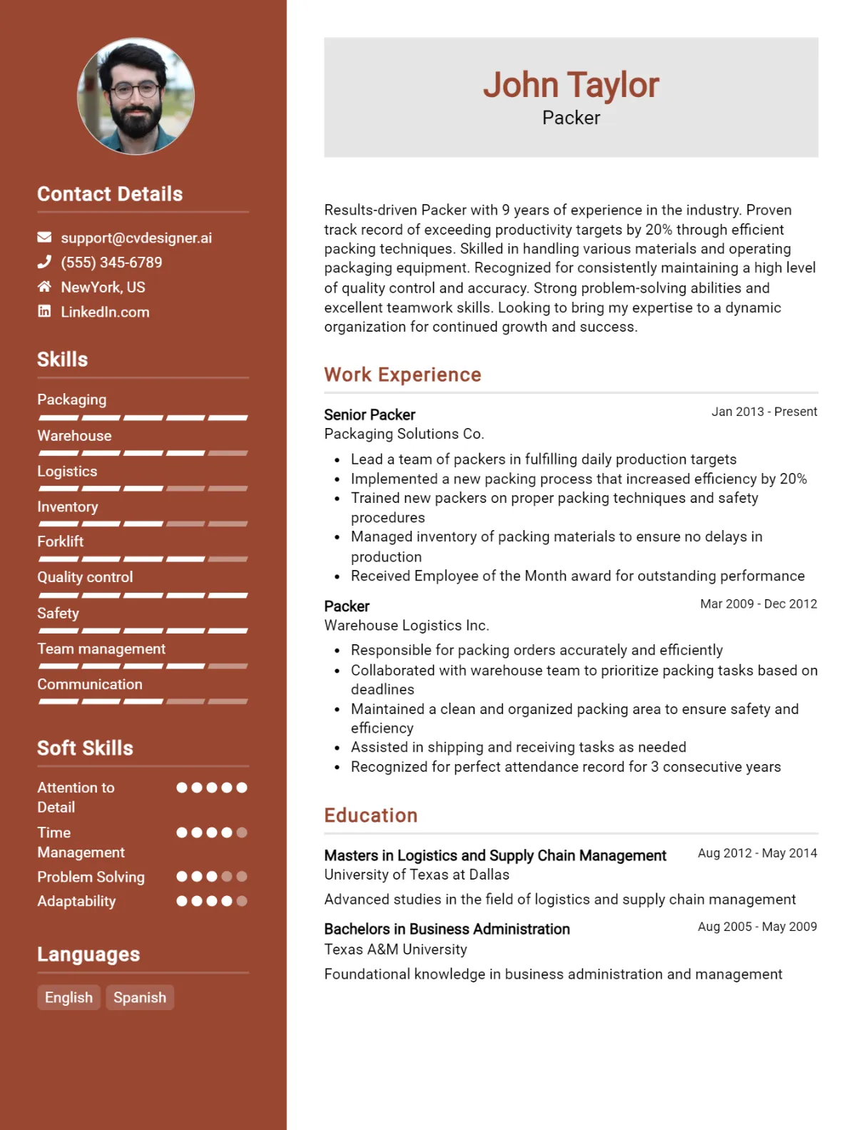 Packer CV Example