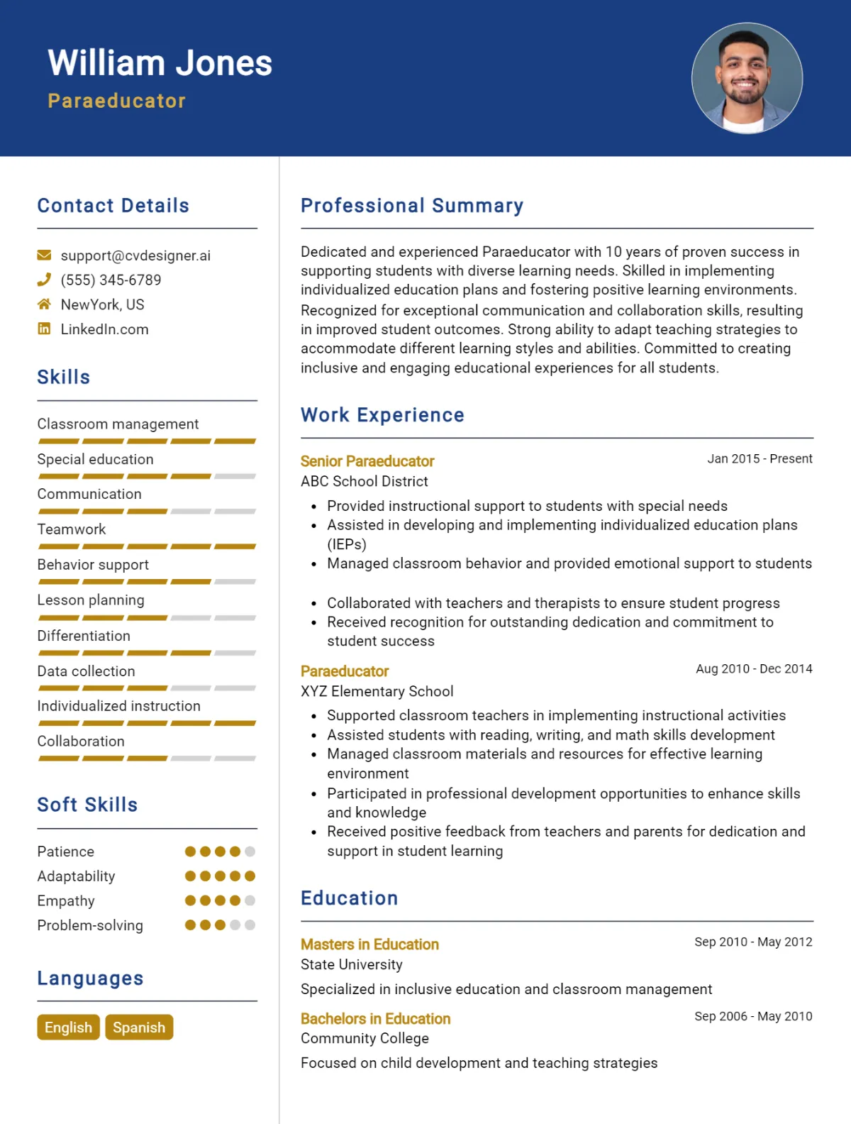 Paraeducator CV Example (1)