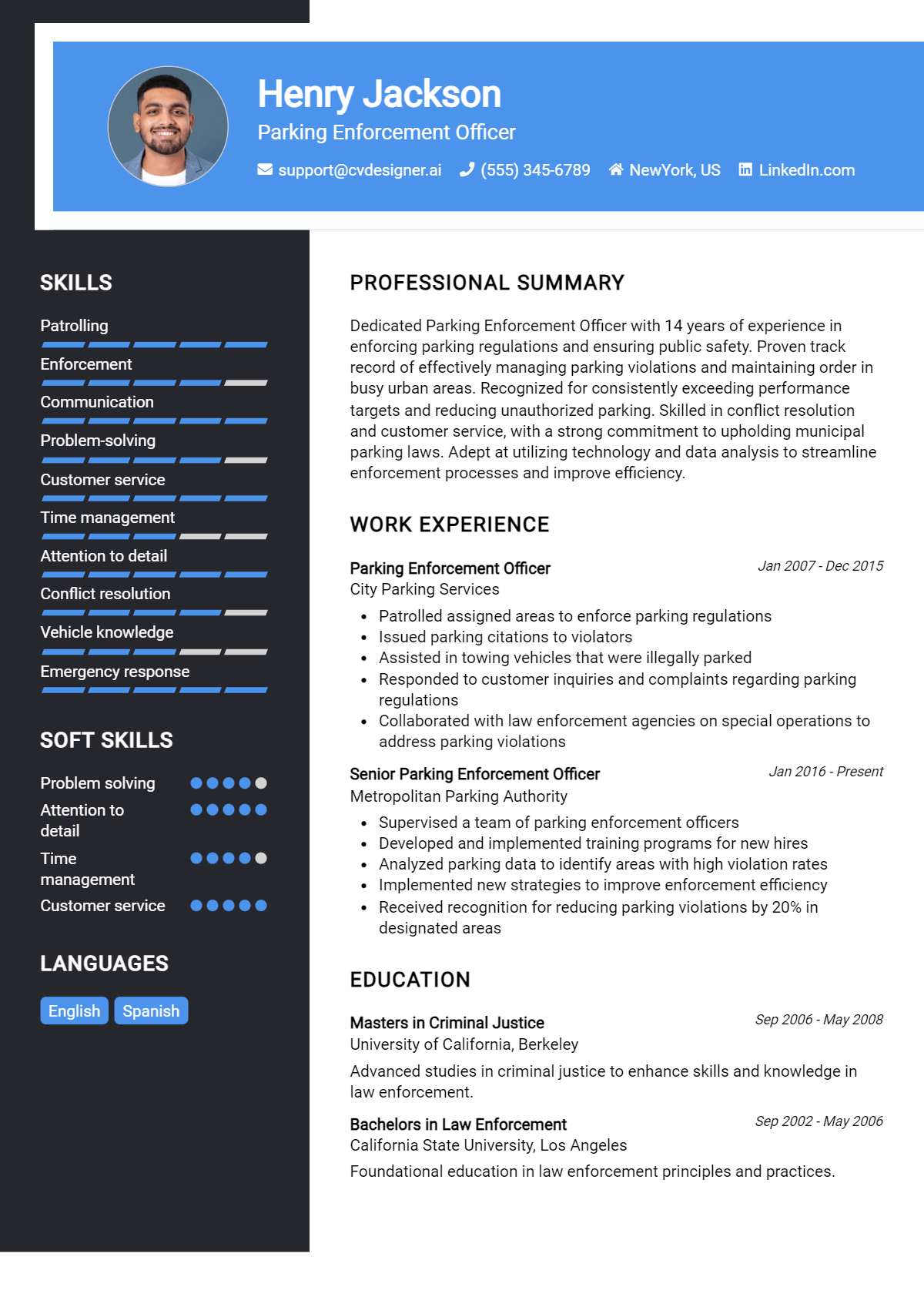 Parking Enforcement Officer Resume Example