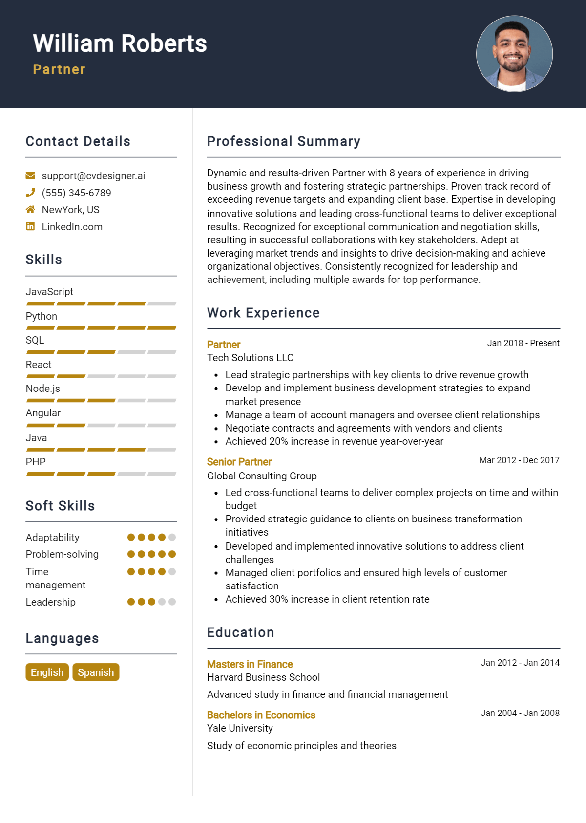 Partner Resume Example