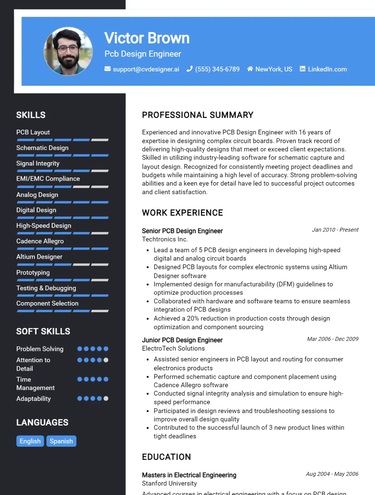 Pcb Design Engineer CV Example