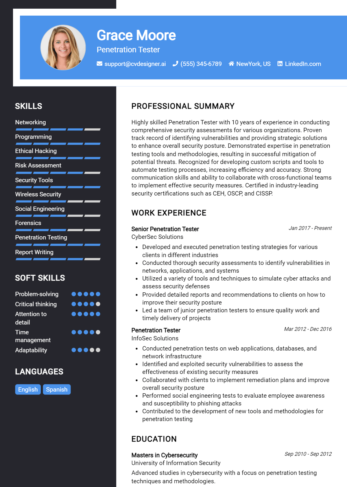 Penetration Tester Resume Example