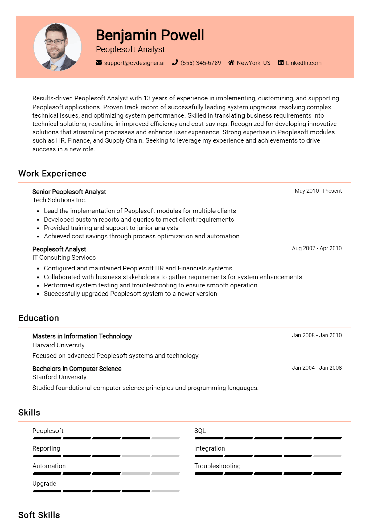 Peoplesoft Analyst Resume Example