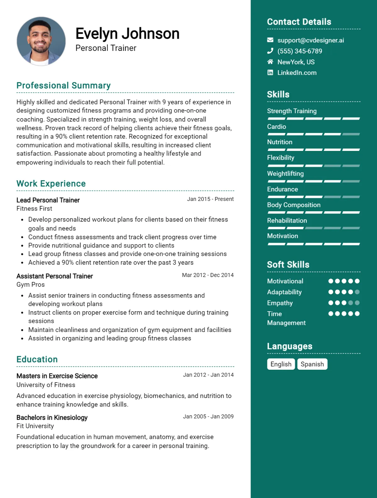 Personal Trainer CV Example