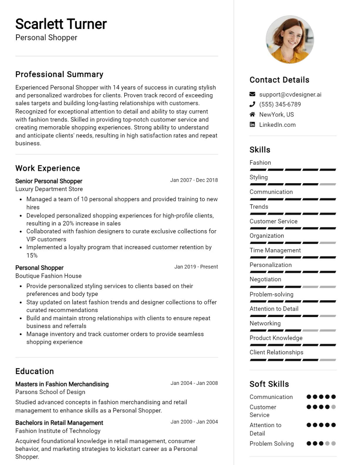 Personal Shopper CV Example