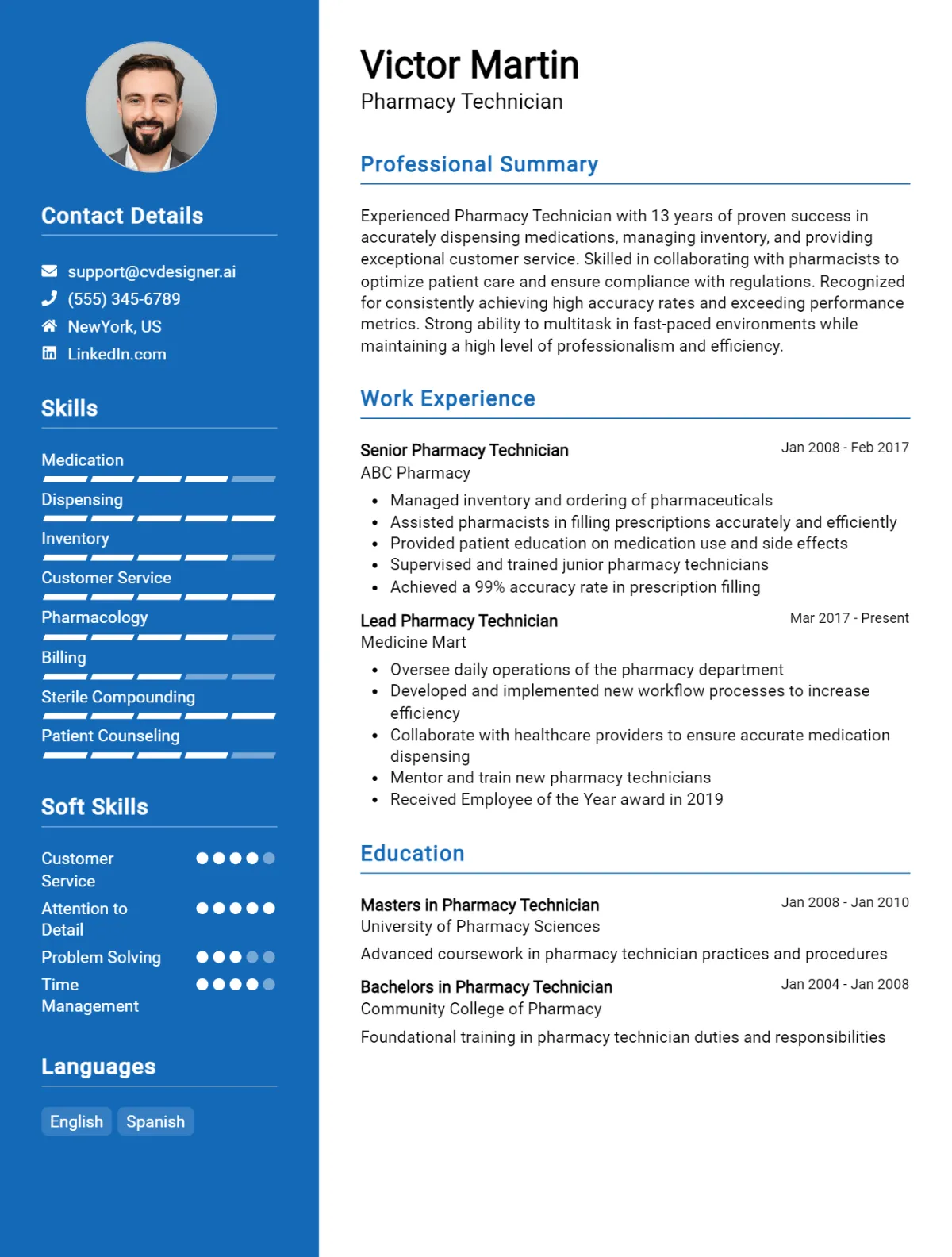 Pharmacy Technician CV Example For 2024: Examples & Free Templates ...