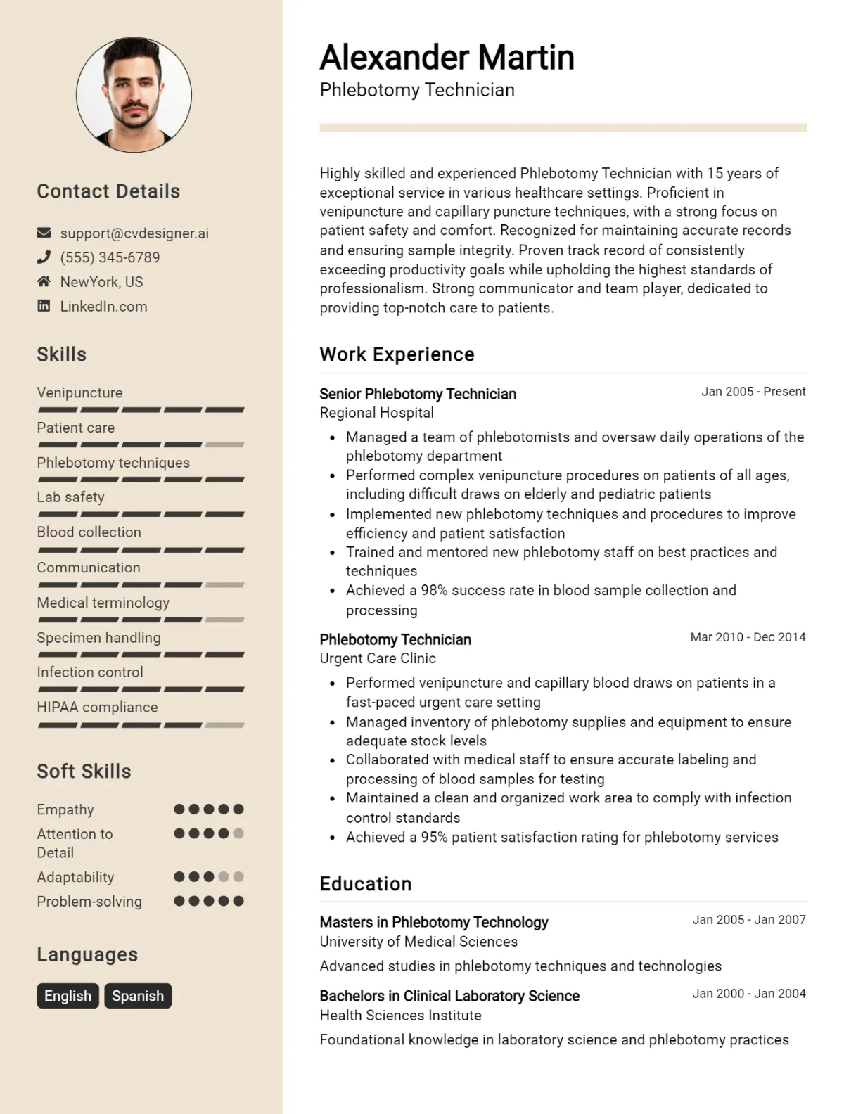 Phlebotomy Technician CV Example