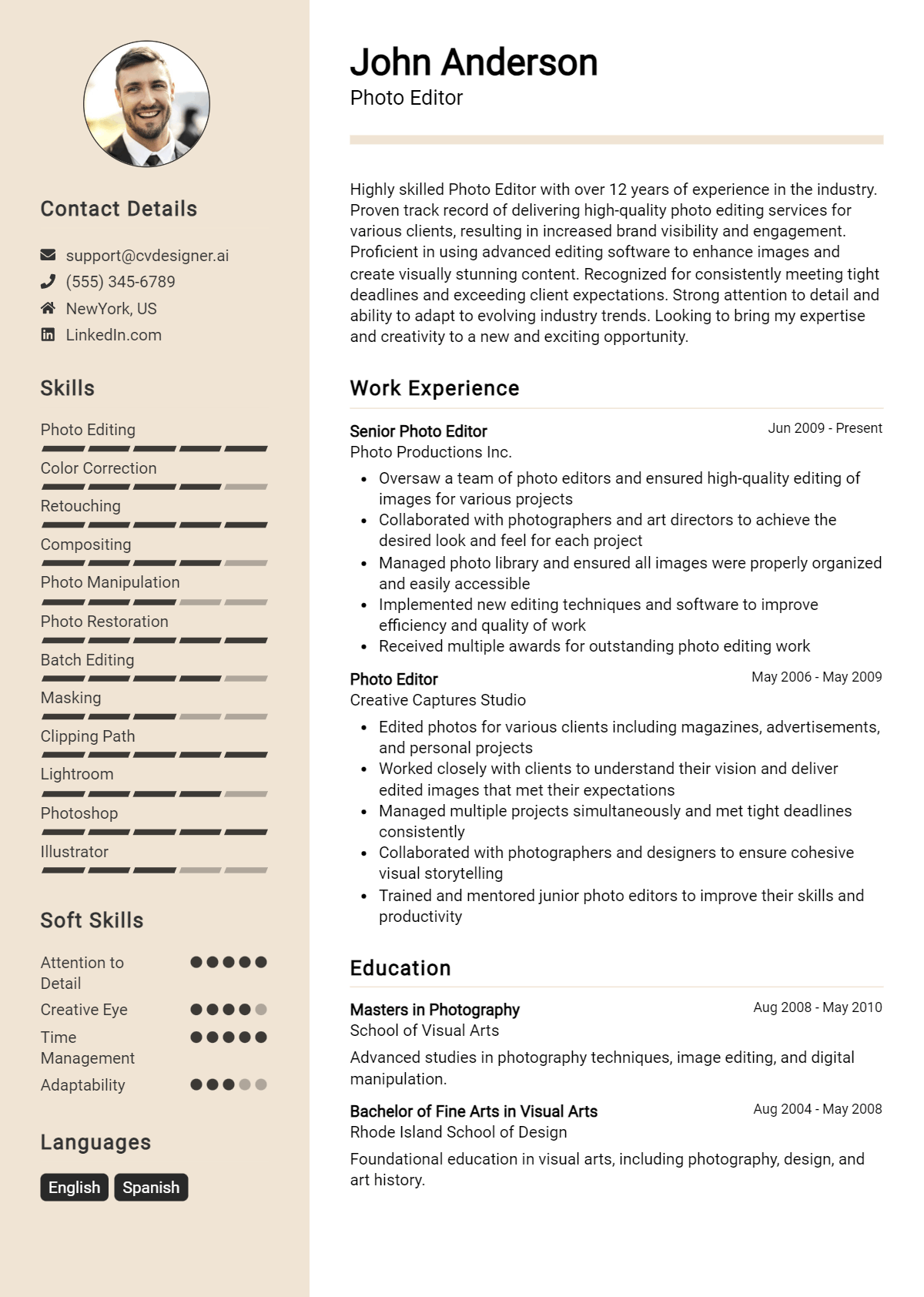 Photo Editor Resume Example