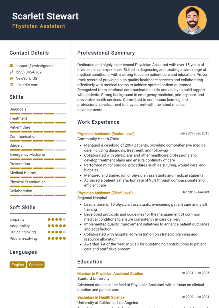 Physician Assistant Resume Example for 2025: Strategies & Templates