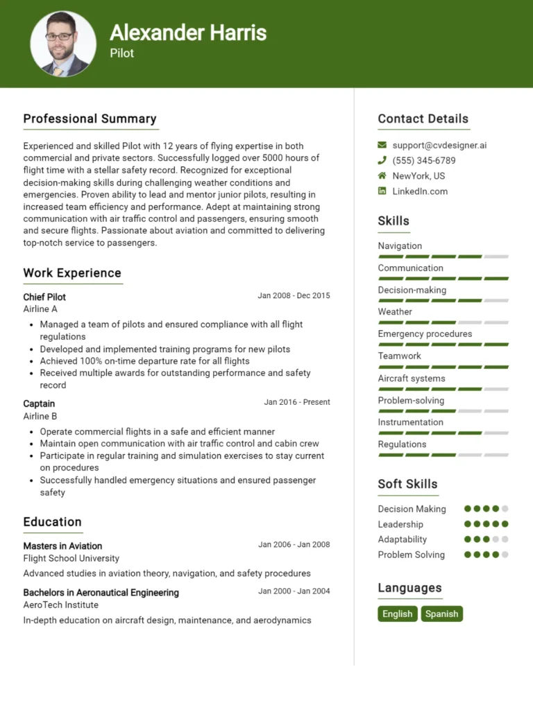 Pilot CV Example For 2025: Proven Tips & Templates