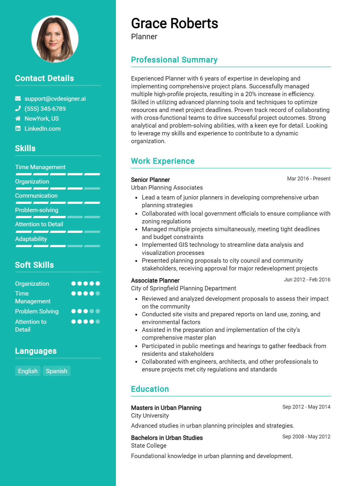 Planner Resume Example
