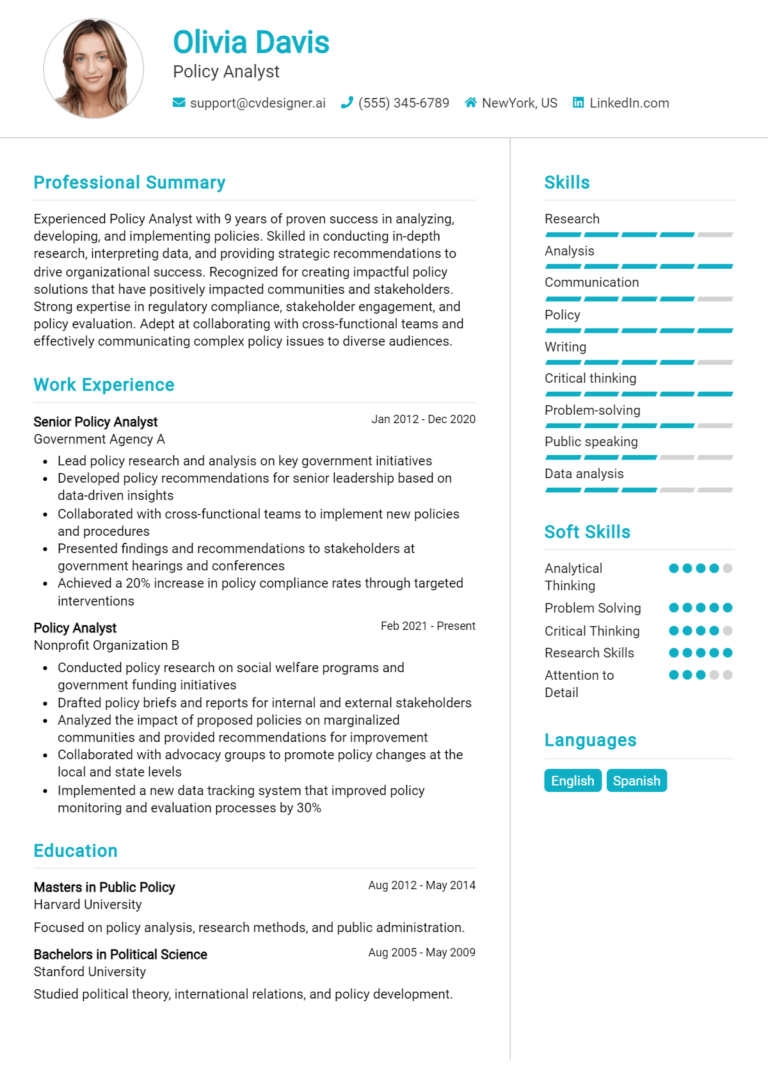 Policy Analyst Resume Example for 2025: Expert Tips & Templates