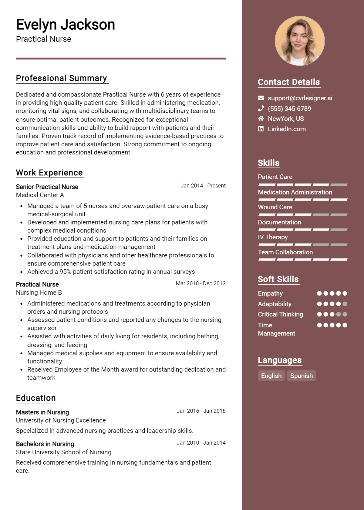 Practical Nurse Resume Example