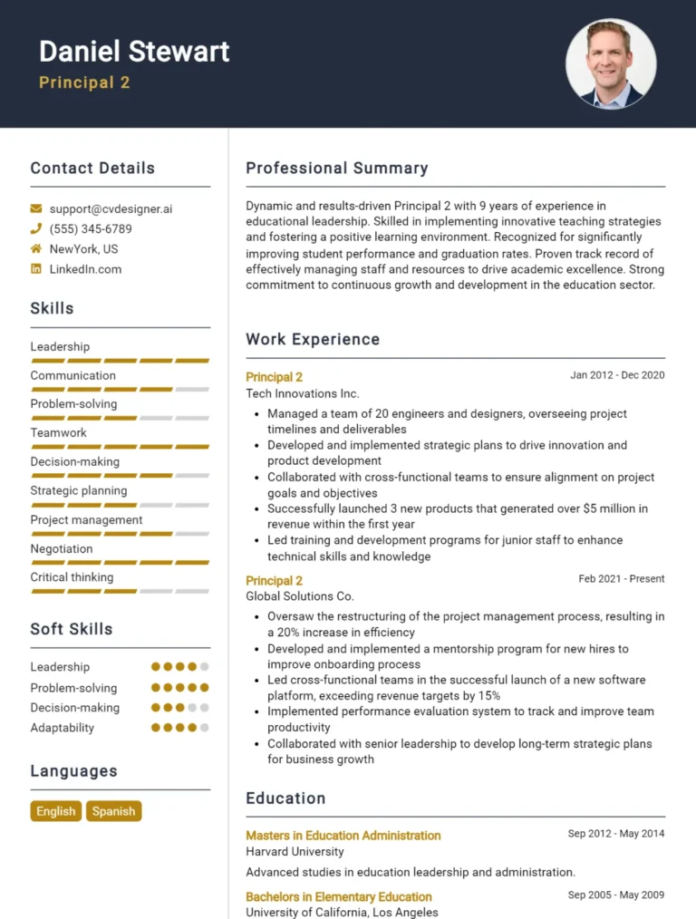 Principal CV Example For 2025: How to Craft a Winning CV