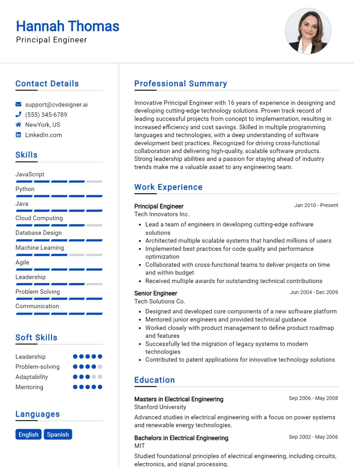 Principal Engineer CV Example