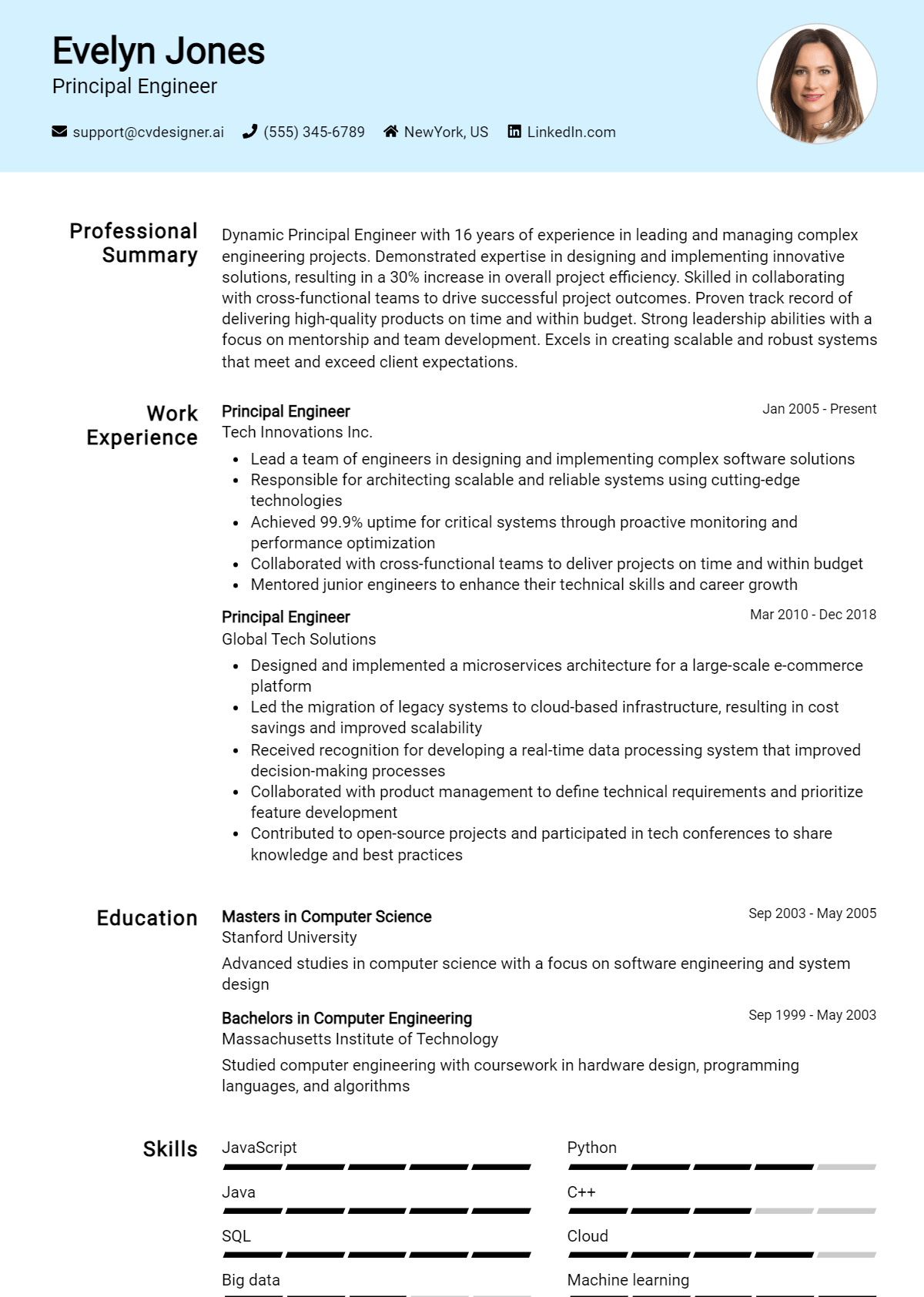 Principal Engineer Resume Example