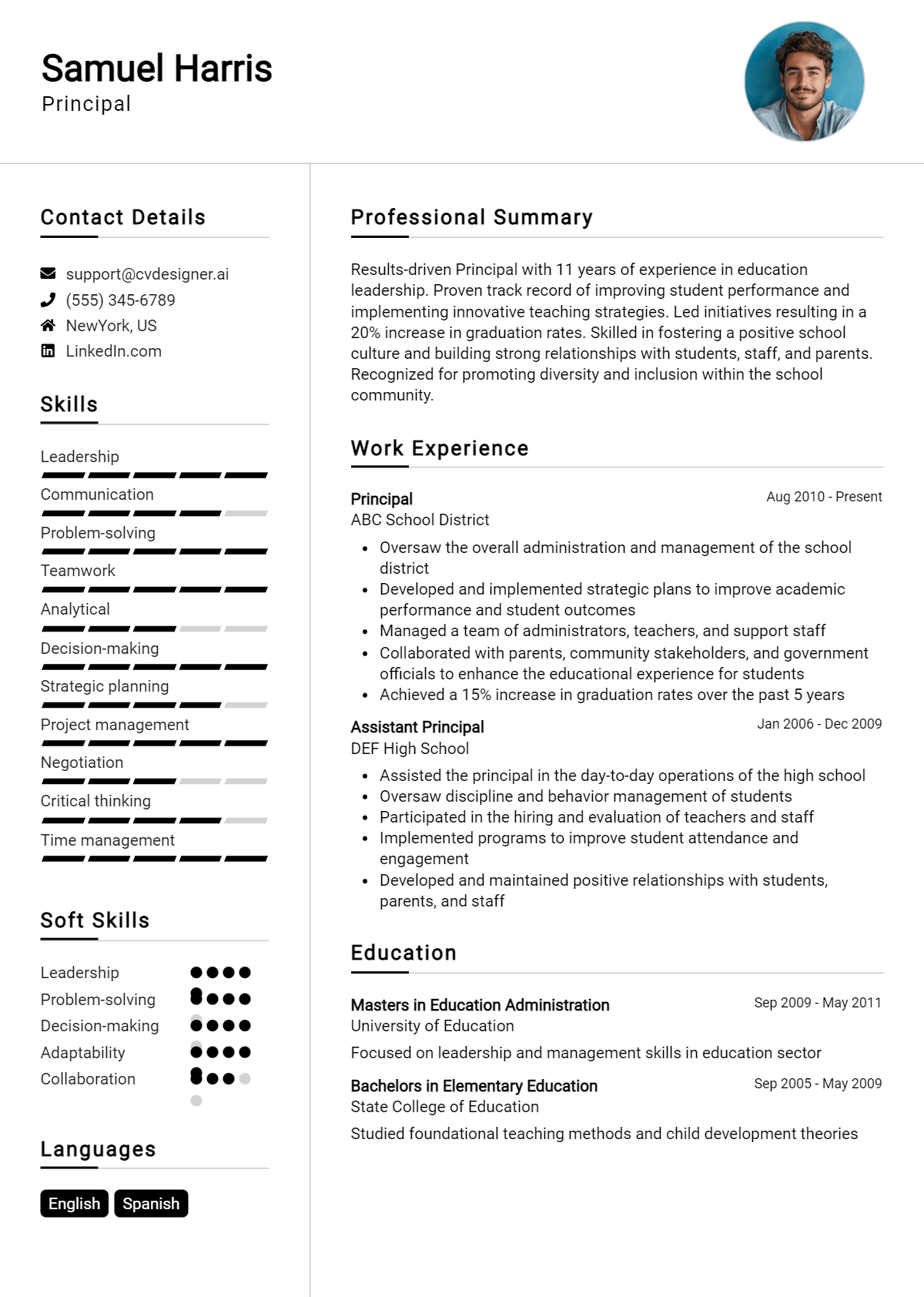 Principal Resume Example