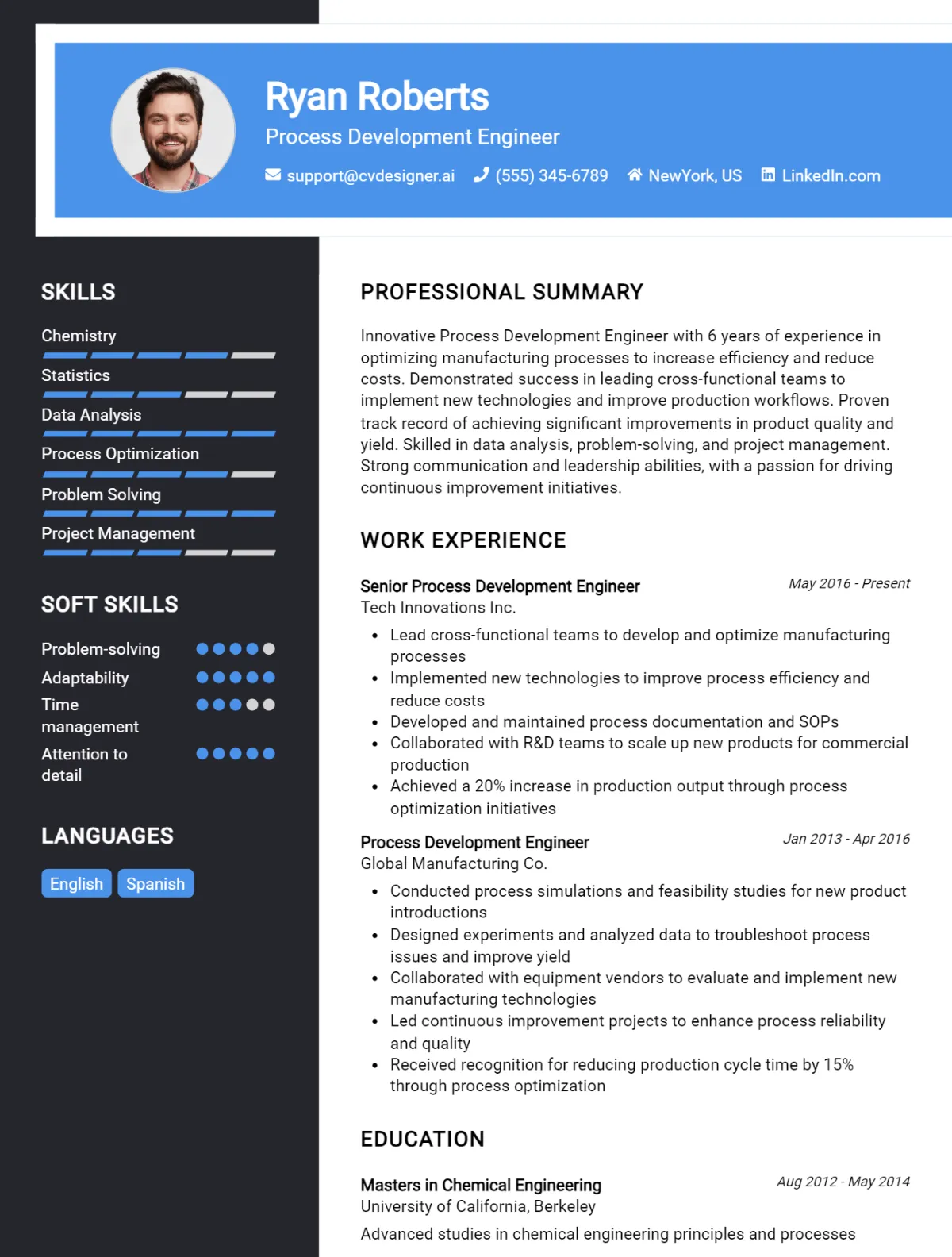 Process Development Engineer CV Example