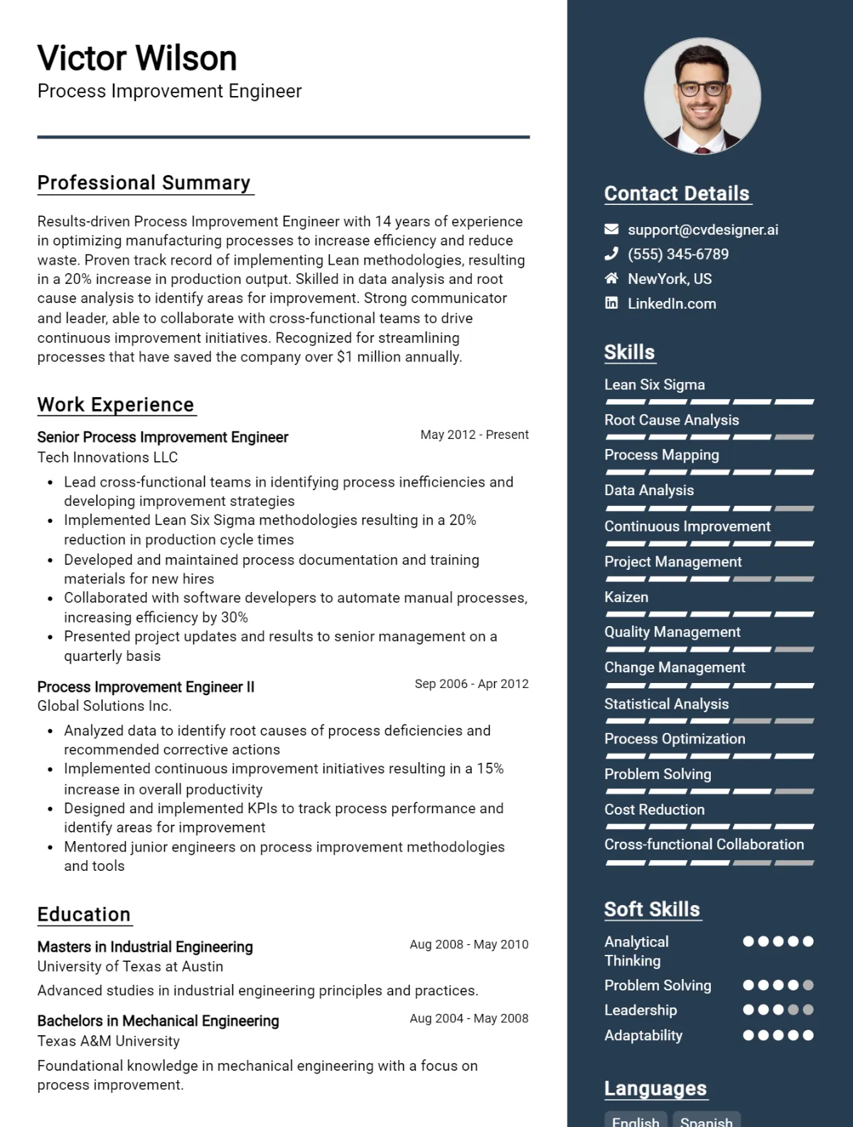 Process Improvement Engineer CV Example