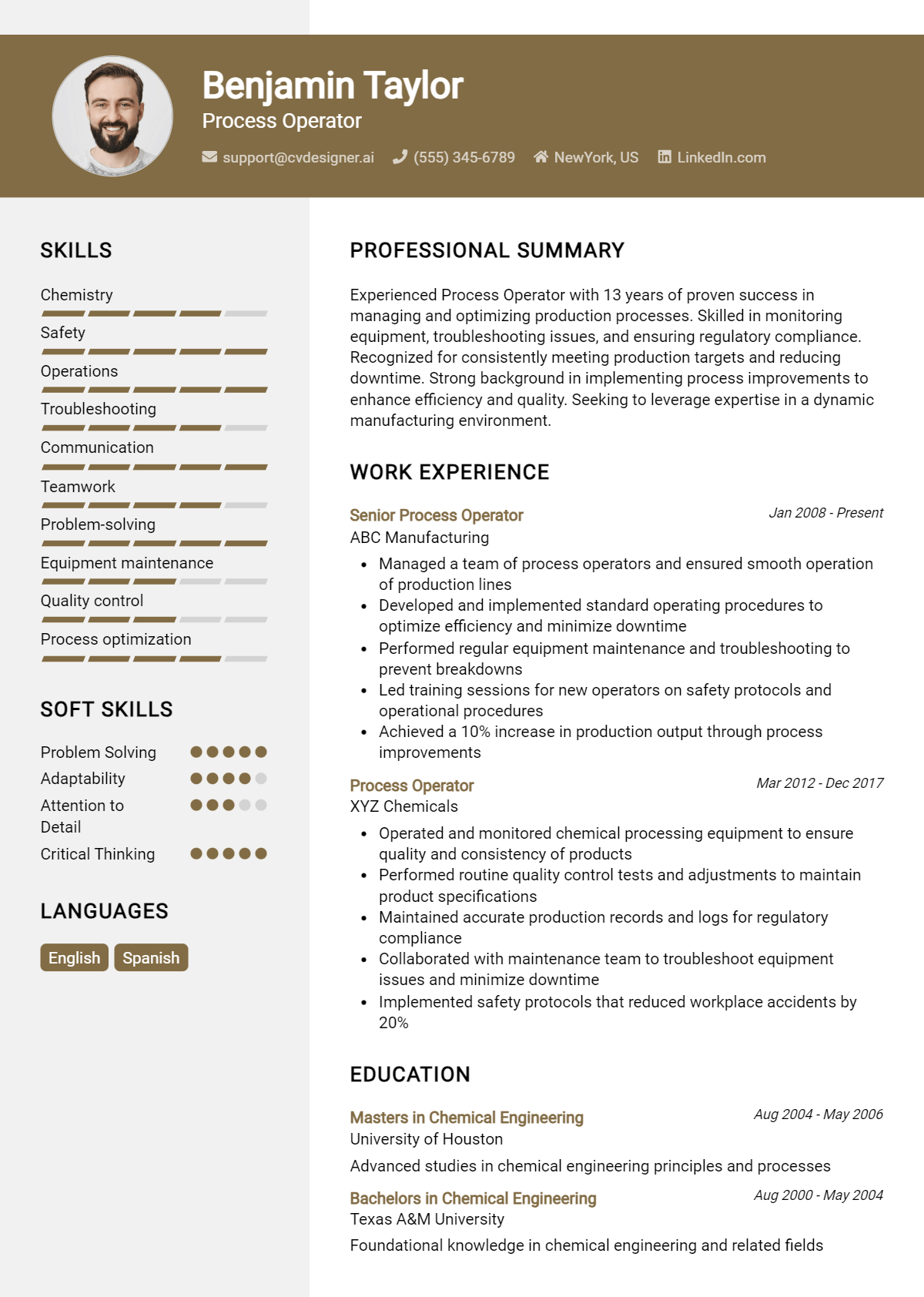 Process Operator Resume Example