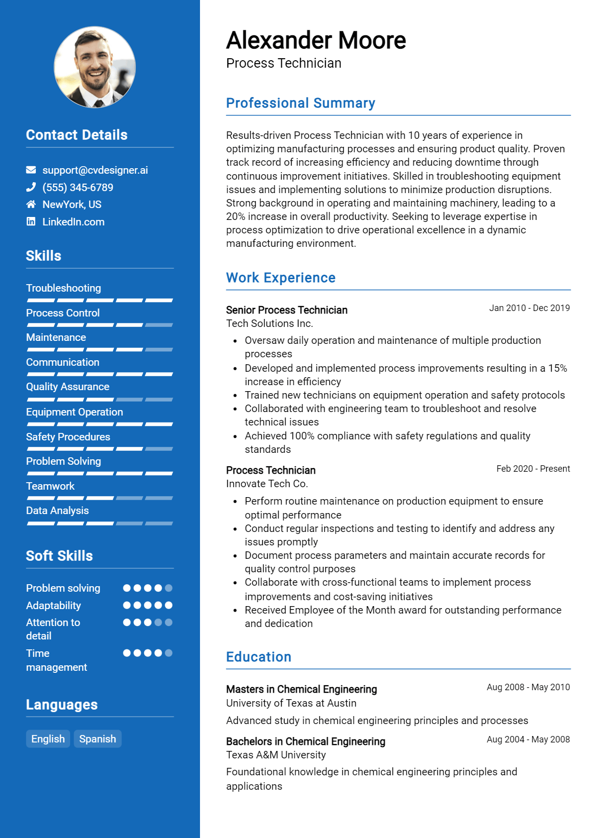 Process Technician Resume Example