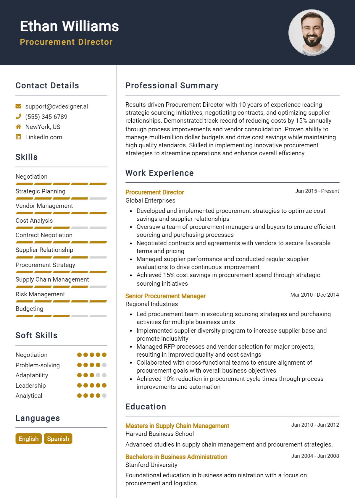 Procurement Director Resume Example