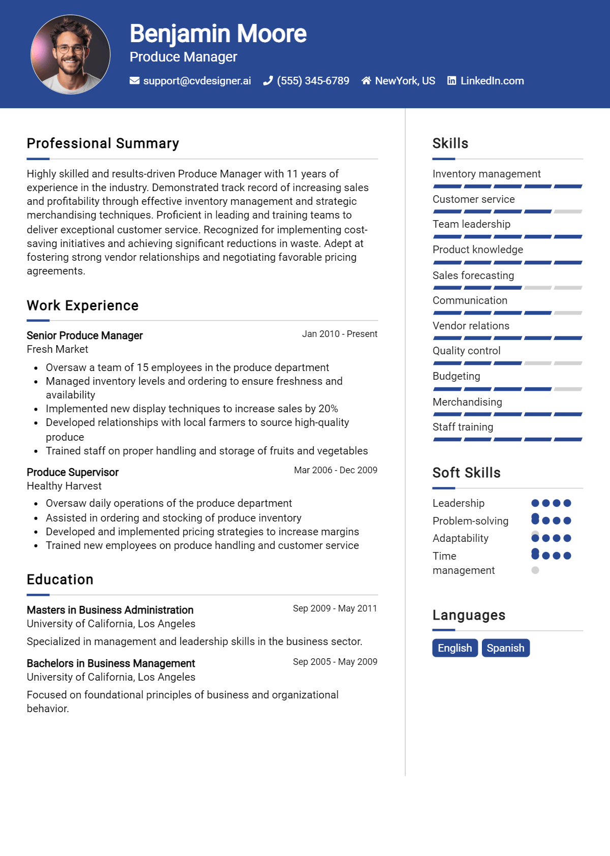 Produce Manager Resume Example