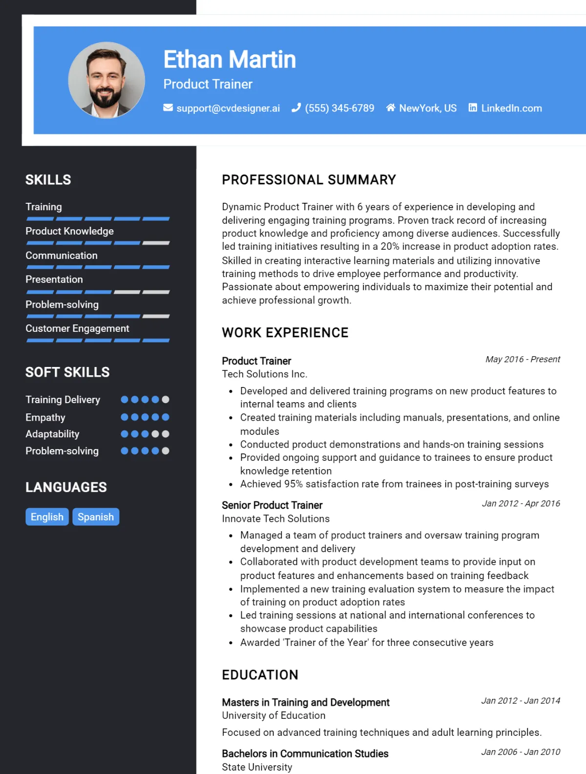 Product Trainer CV Example