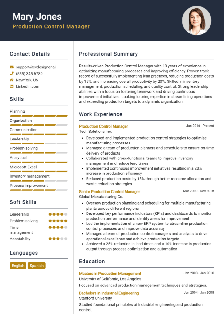 9 Production Manager Resume Examples for 2024: Tips to Stand Out ...