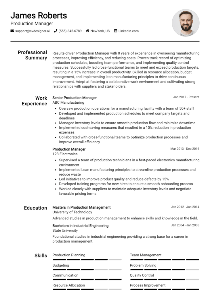 9 Production Control Manager Resume Examples for 2024: Ultimate Guide ...