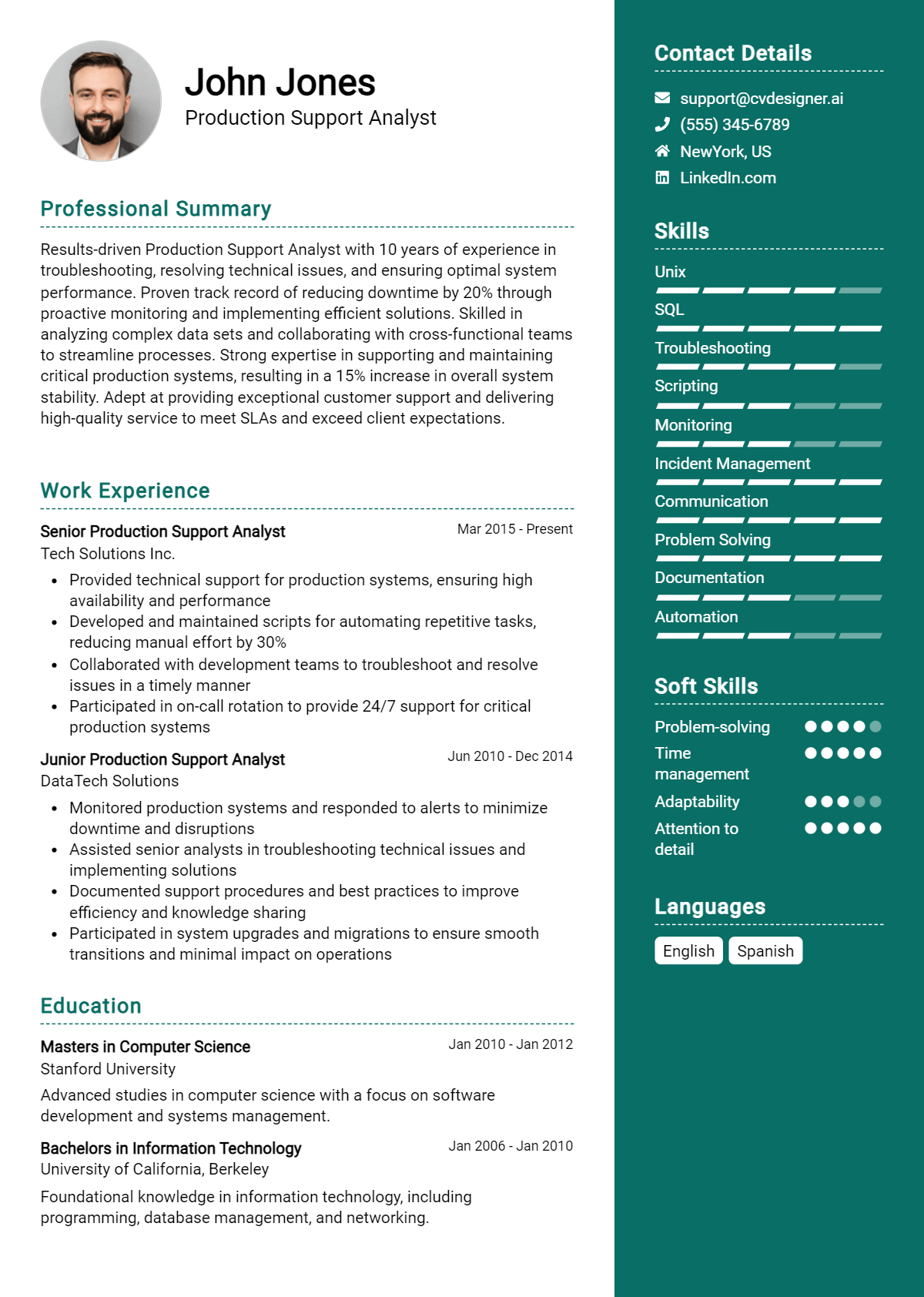 14 Production Support Analyst Resume Examples And Templates for 2025 ...