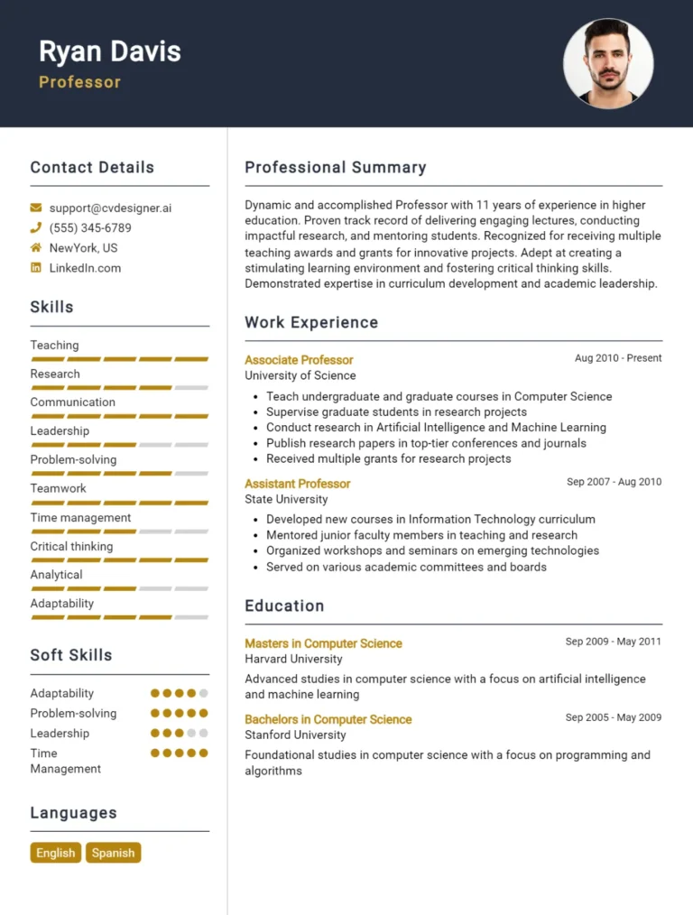Professor CV Example For 2025: Tips to Stand Out